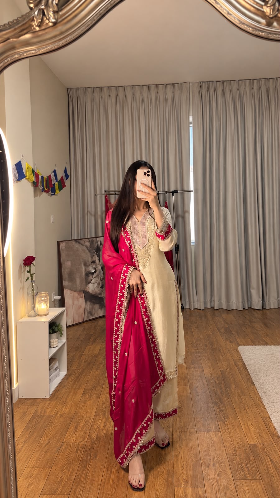 Embroidered Straight Cut Kurta Set with Dupatta