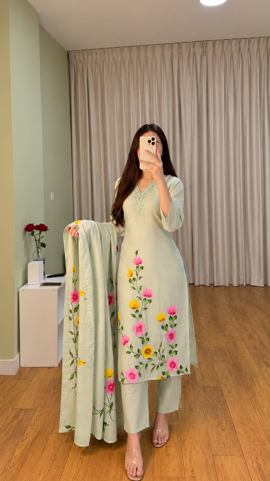 Floral Cotton Straight-Cut Kurta Set